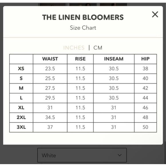 Uncle Studios Women’s White Medium Weight Linen Viscose Blend Pleat Bloomers - Picture 9 of 11